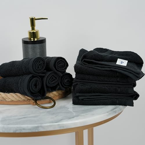 Black 24 Pack Washcloths Set - 12x12 Inches Cotton Towels for Bath & Spa - Tens Towels Variation of THIS listing