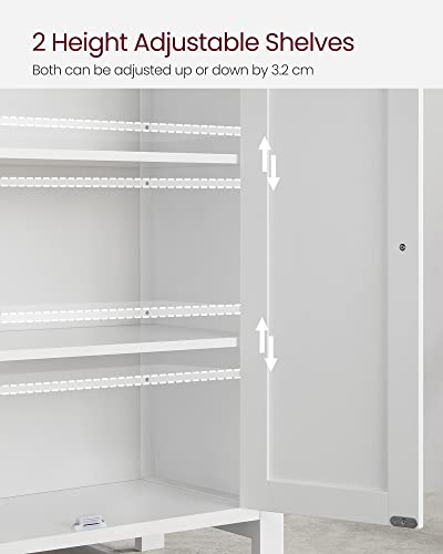 VASAGLE Bathroom Floor Storage Cabinet with Adjustable Shelves, 2-Door, Cloud White - 31.5"