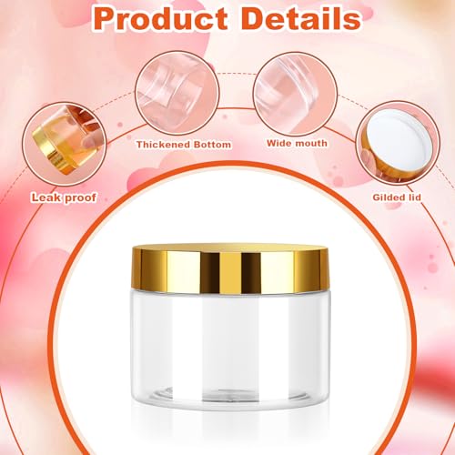 32 Pack 5 oz Plastic Jars with Gold Lids for Cosmetics Food Storage