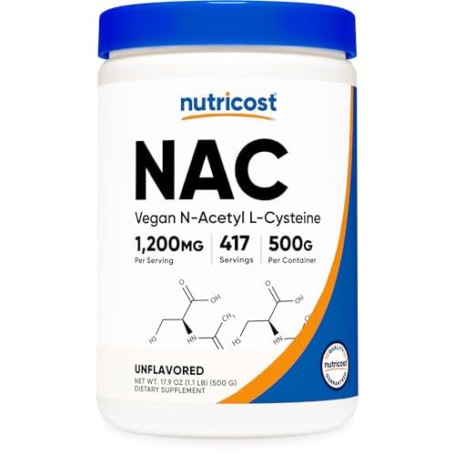 Nutricost N-Acetyl L-Cysteine (NAC) Powder 500 Grams - Vegan NAC, Non-GMO, Gluten Free