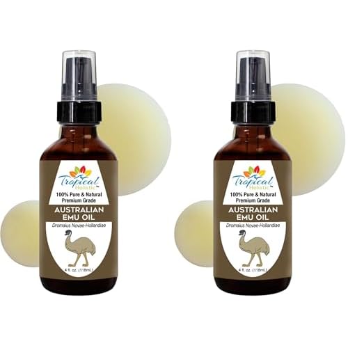 Tropical Holistic 100% Pure Australian Fully Refined Emu Oil 4 oz, Premium Grade Undiluted Natural Moisturizer for Skin, Hair, Piercings, Face, Feet, Nails (Pack of 2)