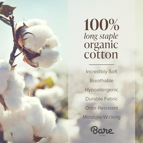 Bare Home Organic Cotton Percale Duvet Cover Set Twin XL White No Comforter - 100% Organic