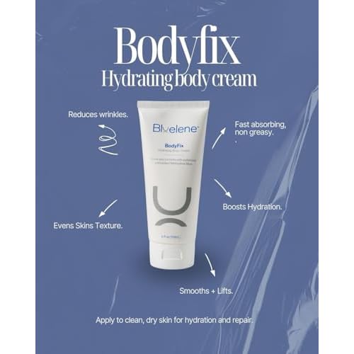 Bluelene BodyFix. Anti-Wrinkle Body Cream with Methylene Blue, Shea Butter, Jojoba Seed, Avocado, and Argania Spinosa Kernel Oil (6oz). Suitable for Sensitive Skin.