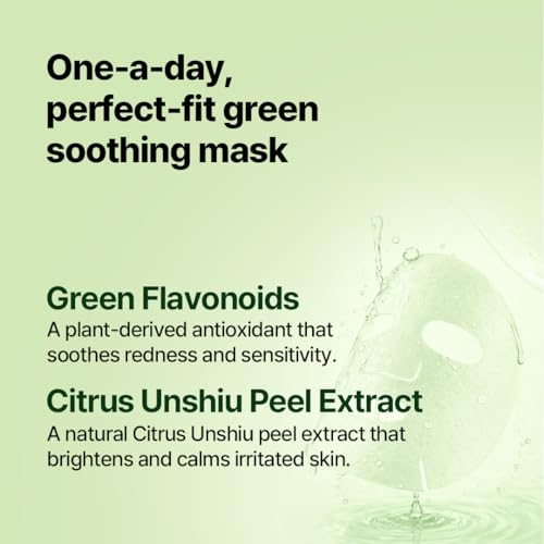Green Flavonoid Soothing Sheet Mask - Vegan Biodegradable Hydrating Facial for Sensitive Skin