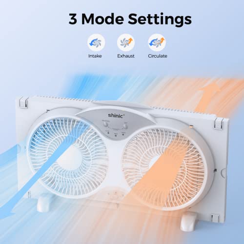 9-Inch Twin Window Fan - Reversible Airflow, Low Noise, Adjustable Size