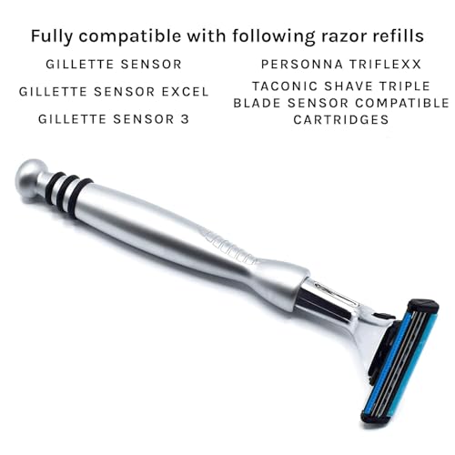 Taconic Heavyweight Sensor-Compatible Triple Blade Pivot Razor for Men & Women