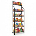 Black 5-Tier Snack Rack Display Stand with Wheels - Chip & Candy Merchandiser