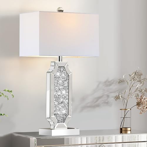 Hamucd Silver 3-Way Dimmable Touch Bedside Table Lamps Set of 2 with USB-A+C Ports