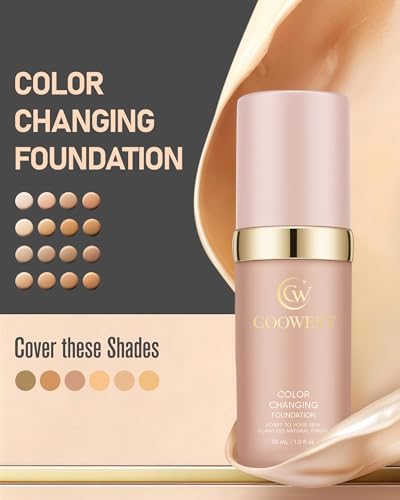 Color Changing Foundation for Mature Skin - 4-in-1 Light to Medium Shade Adaptable Skin Tint, Hydrating Liquid Makeup, Smooth Blur Finish, 30ml