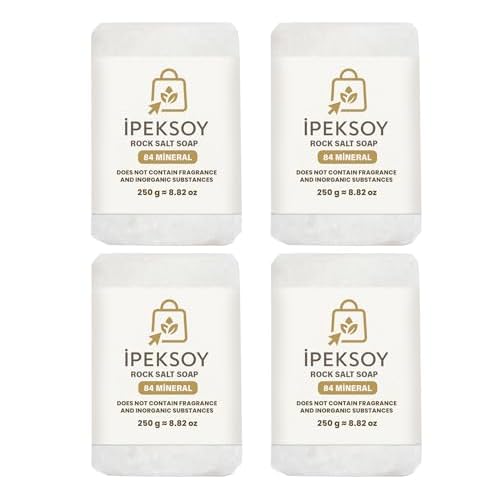 Natural Salt Soap Bar ? Purifying and Exfoliating Organic Unscented Bar Soap for Men & Women ? Pure Mineral Rock Salt Soap for Gentle Skin Care and Odor Control (Salt (4 Pieces))