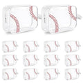 14PCS Clear Baseball Cosmetic Bags, Waterproof PVC Travel Makeup Organizer with Zipper,Transparent Toiletry Pouch, Goodie Snack Bags for Girls Team Players, Baseball Gift Accessories