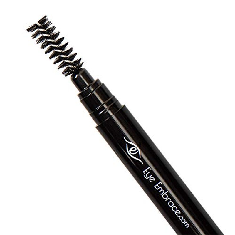 Eye Embrace Isla Micro Tip Pen: Medium Brown-Gray Ultra-Fine Eyebrow Pencil Waterproof, Double-Ended Automatic Micro-Tip & Spoolie Brush, Cruelty-Free