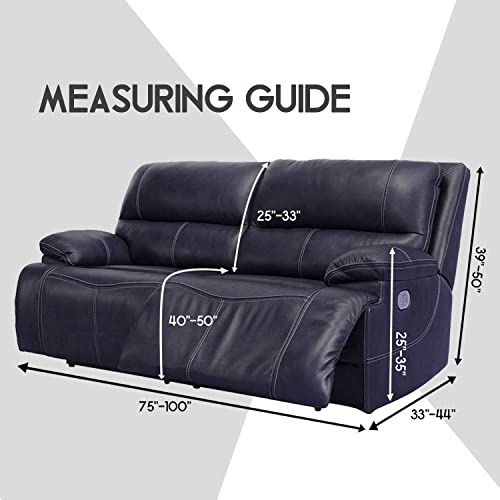 Velvet Stretch Reclining Sofa Slipcover - 75-100 Inch 2 Seater Dark Grey, 6-Piece
