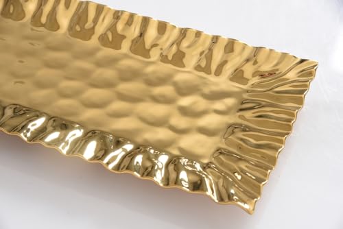 Pampa Bay Mascali D'oro Gold Rectangular Serving Tray 15x7.5 Inches - Elegant Tableware