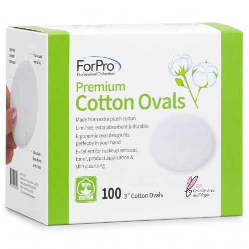 Premium 3-Inch Cotton Ovals 600 Count - Hypoallergenic & Plush Makeup Remover
