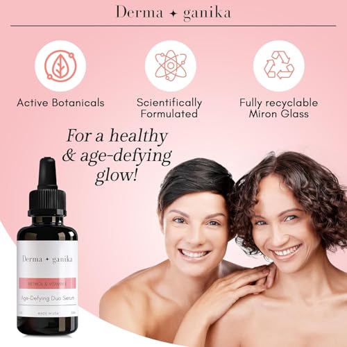 Derma ganika Retinol & Vitamin E Serum for Face - Made in USA Collagen-Boosting Anti-Aging Serum | Reduces Fine Lines, Wrinkles & Hyperpigmentation | Smooths & Hydrates Skin (Pack of 2)