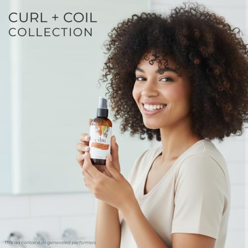 CIBU Curl + Coil Nourishing Hair Serum - Rice Protein Frizz Control Lightweight Gloss - Citrus / 4.4 Fl Oz