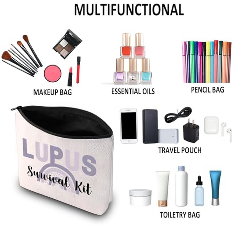 G2TUP Lupus Awareness Gift Lupus Survival Kit Makeup Bag Lupus Warrior Cosmetic Bag Lupus Support Gift Chronic Illness Gift (Lupus Survival Kit MB)
