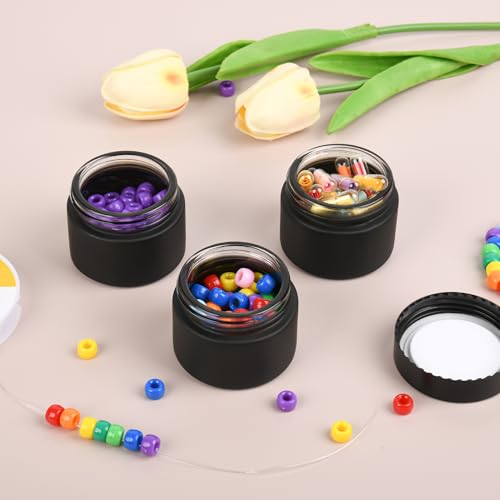 Frosted Black Glass Cosmetic Jars with Airtight Lids - 2oz (Variation of THIS listing)