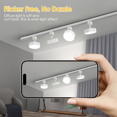 Diffuse LED Track Lighting Heads H Type 12W 3000K White 6 Pack - Easy Install