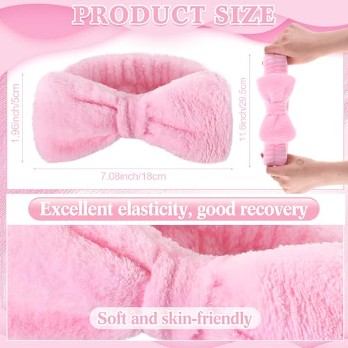 Pink Spa Headbands Bulk - Classic Pattern, 25 Pack, Elastic & Soft Coral Fleece