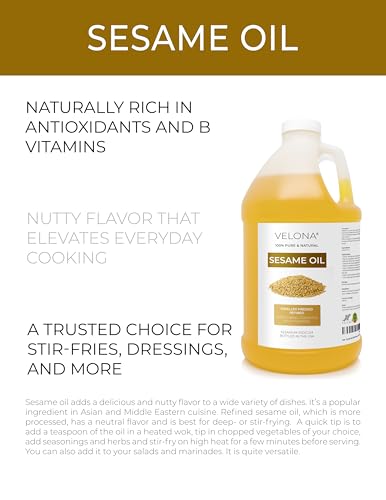 Velona Sesame Seed Oil - 64 fl oz Expeller Pressed Refined Cooking & Hair Oil - Pack of 1