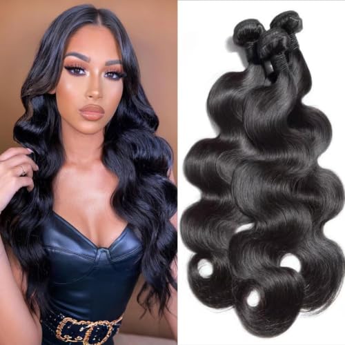 MIDOOT Body Wave Hair Bundles 18 Inch Black 3 Pack Brazilian Virgin Human Hair