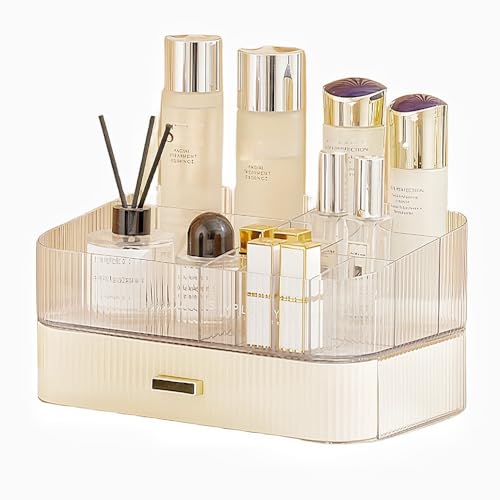 Makeup Organizer with Drawers Stackable Skincare Cosmetic Makeup organization for vanit Bathroom Desk Countertop (Cream)