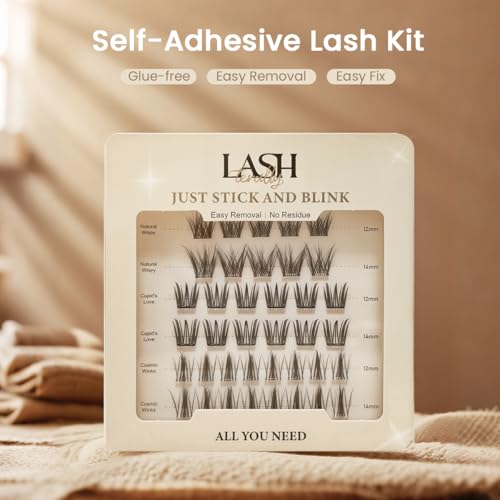 All You Need Self Adhesive Glue Free lash clusters Easy Removal Lash Kit three styles in one set with 38 clusters travel pack on the go kit