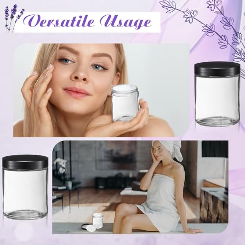 24 Pack 8 oz Clear Glass Candle Jars with Black Lids - Reusable Storage Containers