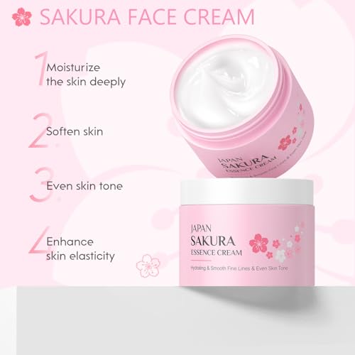 Japan Sakura SkinCare Set, 15Pcs Hydration Skin Care Gift Set for Teen Girls, Deep Moisturize Skin and Strengthen the Skin Barrier, Sakura Extract Skin Care Routine Kit for Women