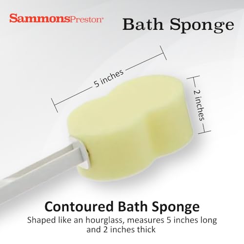 Contour Bath Sponge with Long Handle - 26" Back Scrubber & Shower Aid