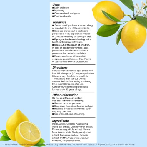 Herbal Mouthwash Lemon Mint - Alcohol-Free, Hydrating Oral Solution for Bad Breath Relief - Scented Variation
