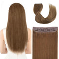 Ash Brown 12 Inch Real Human Hair Invisible Wire Clip-In Extensions - 70G