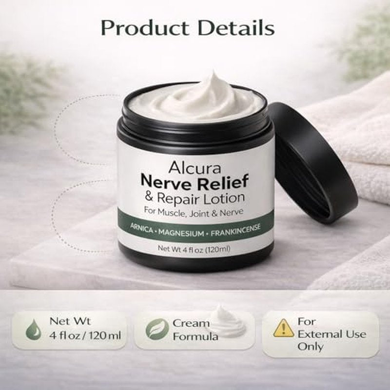 Alcura Cream, Arnica Cream, Magnesium Cream with Arnica ? Daily Comfort Alcura Lotion for Neck, Hands & Feet, 4 fl oz (1 pack)