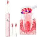 Electric Red Light Sonic Toothbrush for Gum Care & Deep Clean - 2 Red Light Heads