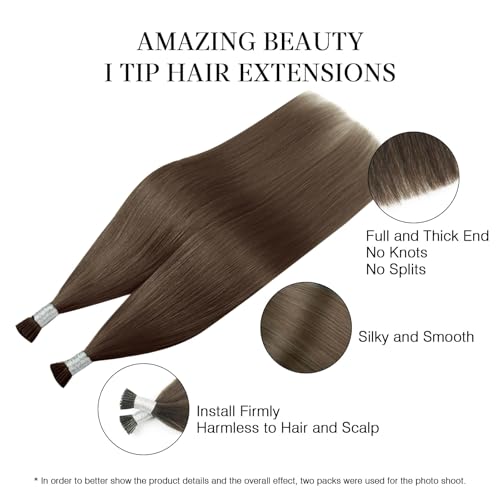 Hair Extensions I Tip 14 Inch Chocolate Brown - Remy Human Hair - ABH AmazingBeauty Hair - Variation of THIS listing