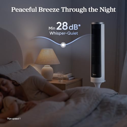 Levoit Tower Fan for Bedroom, 36-47 inch Adjustable Height with 23 ft/s Airflow - White (Variation: 36-47 inch Adjustable White)