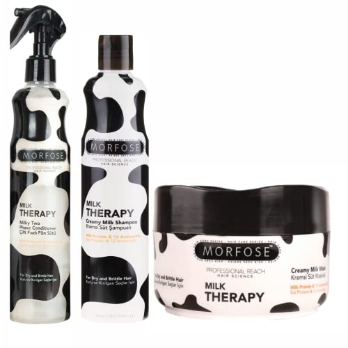 Moisturizing Hair Shampoo Conditioner & Mask for Dry Damaged Hair - Morfose Milk Therapy