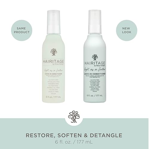 Hairitage Detangling Leave-in Conditioner Spray - Leave In Hair Treatment for Dry Damaged + Curly, Fine, Wavy, Frizzy Hair - Lightweight Formula - Sulfate Free - Cherry + Amber Scent, 6 Fl oz
