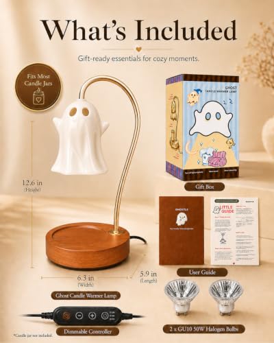 Ceramic Ghost Candle Warmer Lamp with Hands - Spooky Cute Wax Melter & Timer