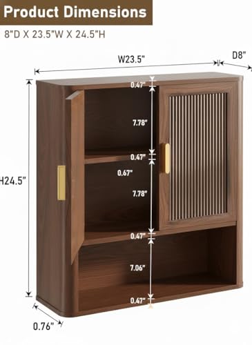 INNOD Walnut Over Toilet Bathroom Storage Cabinet with Adjustable Shelves