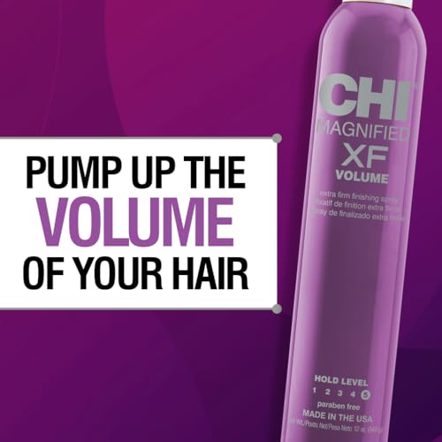 CHI Magnified Volume XF Finishing Hair Spray - Extra Firm Hold, 12 Oz (Pack of 1) - Humidity Resistant, Volumizing Spray