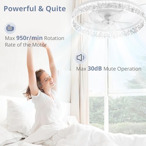 22 Inch Ceiling Fan with Lights & Remote, Dimmable Reversible Motor, White - Variation of THIS listing