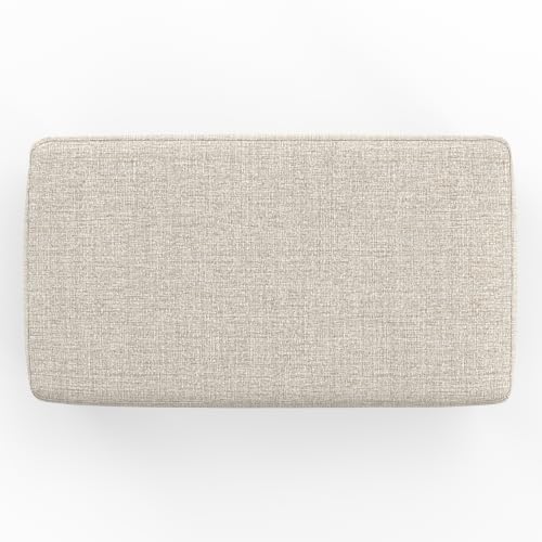 27-Inch Tweed Fabric Ottoman Bench - Platinum, Small Space-Saving Design