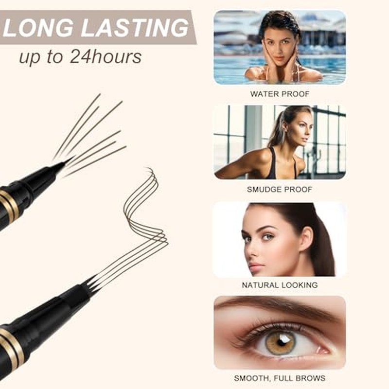 LAVONE Eyebrow Makeup Kit, with 4 Tip Waterproof Microblading Eyebrow Pencil, Eyeliner, Eyebrow Pomade and Dual-ended Eyebrow Brush - Ash Brown 02