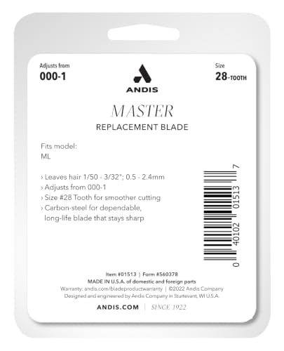 Andis Adjustable Replacement Blade for Master Clippers - Zero Gap, Fits ML
