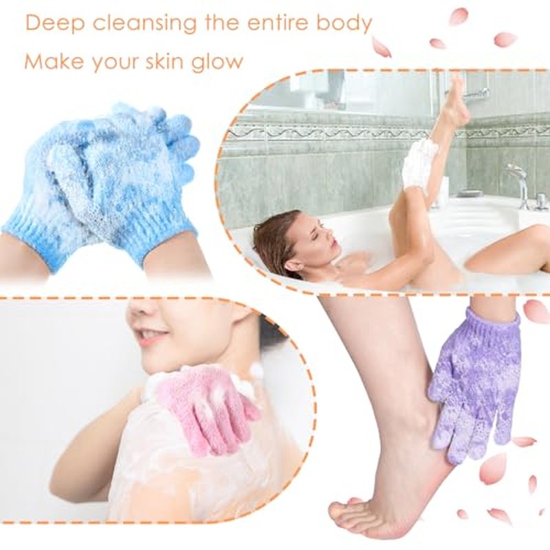 100 Pcs Exfoliating Gloves Bulk for Shower Body Double Sided Gloves Exfoliating Bath Mitt with Hanging Loop Bath for Women Men Bathing Skin Scrubber Accessories Beauty Spa (Multicolor)