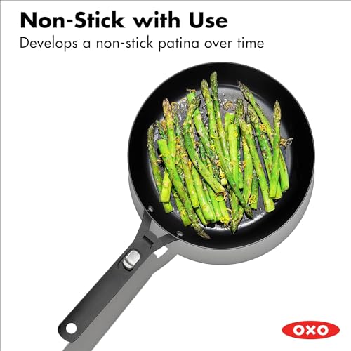 OXO 10-Inch Pre-Seasoned Carbon Steel Frying Pan Skillet with Detachable Handle