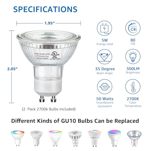 Black 5W Indoor Floor Uplight with GU10 Bulb - 4 Pack